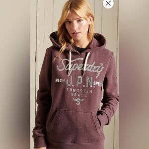 Superdry Women's Burgundy Hoodie size 4